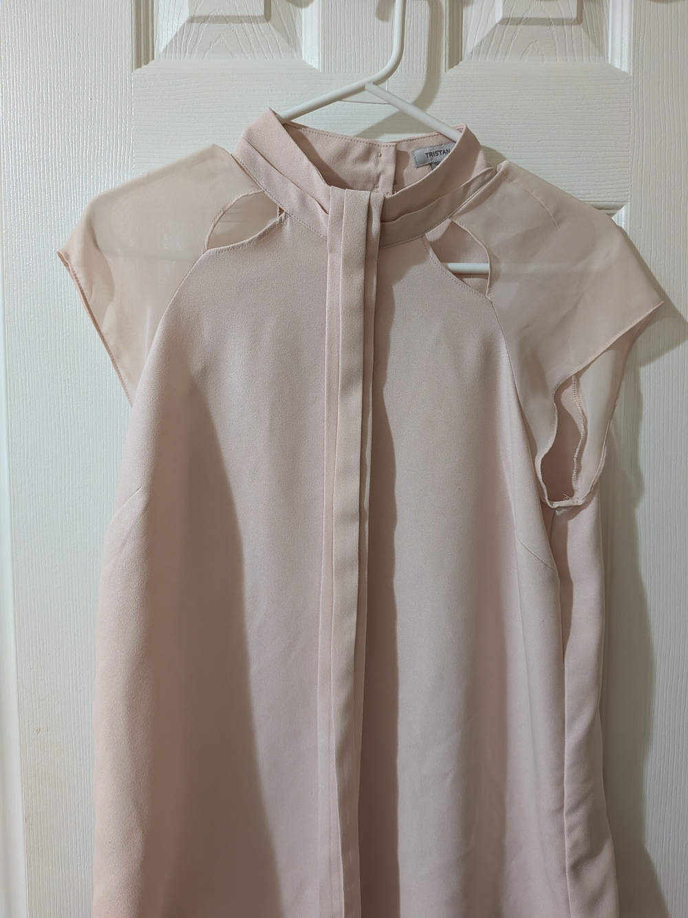 Tristan Pale Blush Cutout Sleeve Blouse